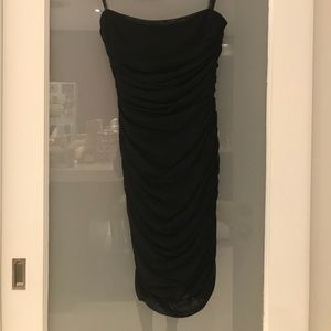 Tadashi Ruched Short Black Strapless Dress